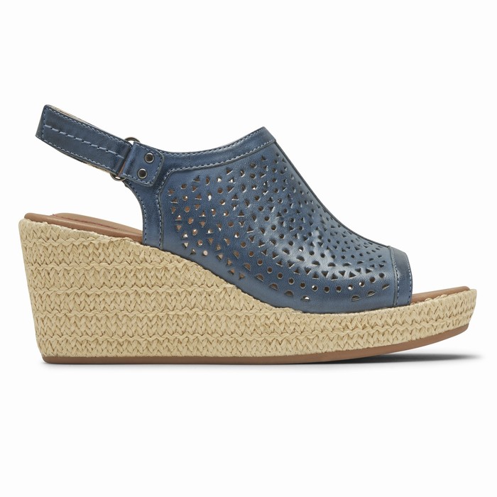 Cunhas Rockport Cobb Hill Erika Perforated Mulher Azuis PT-50721